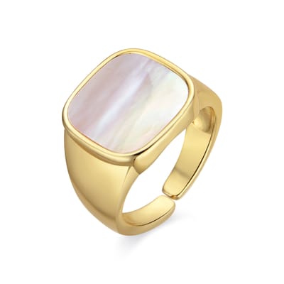 Luxenter ring met 18k gouden afwerking wit parelmoer - Misau