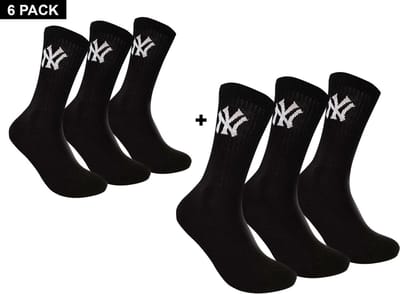 New York Yankees - 6-Pack Crew Socks - Sokken Bundel - 27 - 30 - Zwart