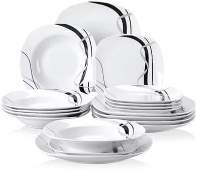 Celestia Serviesset - 18 delig - 6 personen- Wit - Dinerborden - Bordenset - Diepe borden - Ontbijtborden - Servies - Keukenservies