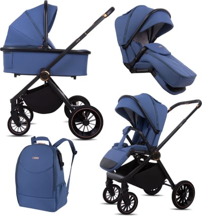 BabyLux® Kinderwagen 2in1 CASTOR, Opvouwbare Lichtgewicht Kinderwagenset Incl. Reiswieg, Buggy Sportzitje, Luiertas En Meer Accessoires, 4 Verstelbare Standen, 0-22kg (0-4 Jaar), Uv-Bescherming 50+