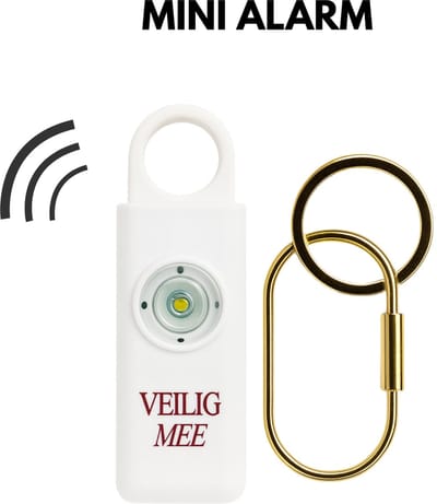 Veilig Mee Persoonlijk Alarm 130 dB – Oplaadbaar via USB-C – Sleutelhanger met LED-Licht – Zelfverdediging Alarm voor Noodsituaties – Wit