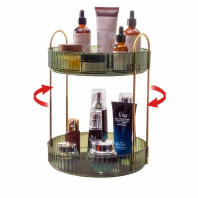 Unyqoos ® Stijlvolle 360° Draaibare Make-up en Organisatie Oplossing voor Badkamer en Meer - 2 Lagen, Lichtgroen