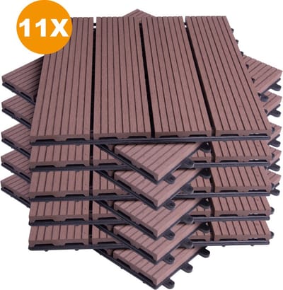 Vlondertegel 11 stuks 30x30cm Bruin - Terrastegel bruin, Terrasplanken en Tuintegel - Voor Dagelijks Gebruik, Thuis en Professioneel Gebruik