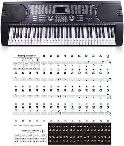 Piano Keyboard Stickers - Muzieknoten Tabs - Beginners Leren - Transparant Ontwerp - 54 61 88 Toetsen - Wit