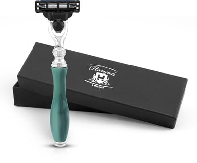 Haryali London 3 Edge scheermes voor mannen en vrouwen - Ergonomisch scheermes voor lichaam en gezicht - Elegant scheermes voor mannen om te scheren - Herbruikbaar scheermes - Groen
