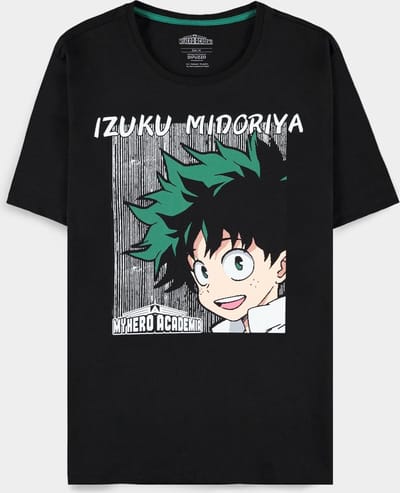 My Hero Academia - Izuku Midoriya Face Heren T-shirt - L - Zwart