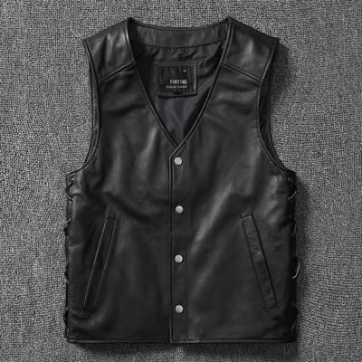 Harley Motorfiets Vest Rijpak Hipster Puur Toplaag Koeienhuid Leer Heren L black
