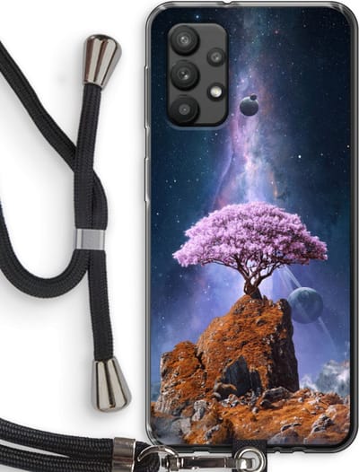 Case Company® - Hoesje met koord geschikt voor Samsung Galaxy A32 4G hoesje met Koord - Ambition - Telefoonhoesje met Zwart Koord - Bescherming aan alle Kanten en Over de Schermrand