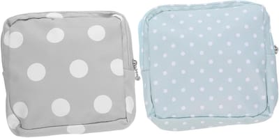 ORFOFE 2 Stuks Duurzame Oxford Doek Menstruatie Zakje Stijlvol Stippenpatroon Multifunctionele Kleine Portemonnee voor Munten Sleutels Hygiëneproducten Praktisch voor Vrouwen Dagelijks
