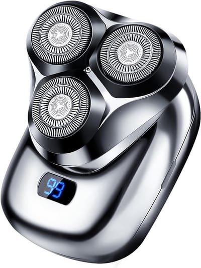 Electric Mini Shaver, Portable Shaver for Men, Electric USB Wireless Electric Shaver, 3D Rotating 3 Shaving Heads, Beard Trimmer, LED Rotation Shaver,