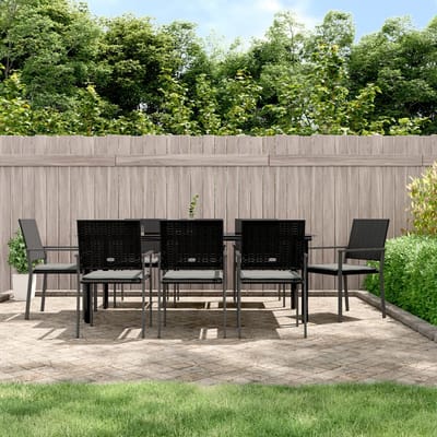 vidaXL - 9-delige - Tuinset - met - kussens - poly - rattan - en - staal