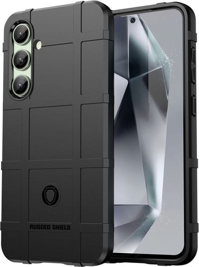 YPCd Hoesje Geschikt voor Samsung Galaxy S24 FE – Heavy Duty Rugged Backcover – TPU Schokbescherming – Antislip & Verhoogde Randen – Zwart