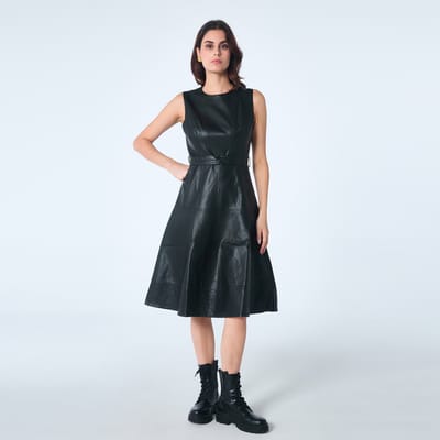Fit-and-flare PU mouwloos jurkje