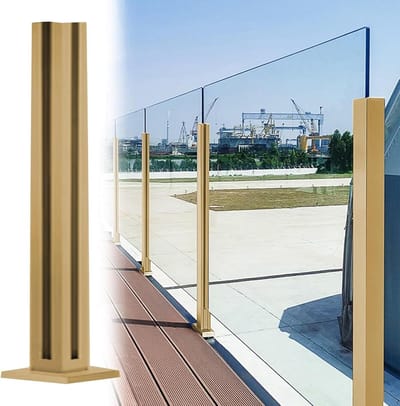 Glazen Balustrade Paal - Glazenhek Paal - Veiligheid Buitenruimte - 304 Roestvrij Staal - 10x10 cm Basis - Zilver