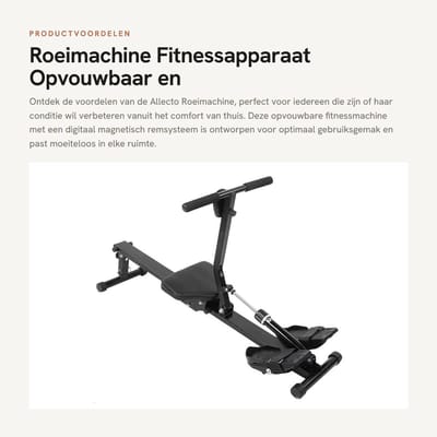 Dailygoods- Roeimachine met Digitaal Magnetisch Remsysteem - Opvouwbare Fitness - Verstelbare Weerstand - Ergonomisch Ontwerp - Belasting 120 kg - Afmetingen 123 x 48 x 65 cm - Fitnessapparaat