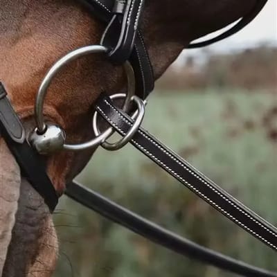 Kentucky - Riemen van rubber 1/2’’ met 7 leren stops, ring sluiting WO coll, Cob/zwart