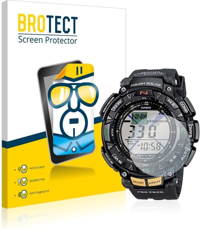 BROTECT - Screenprotector voor Casio Pro Trek PRG-240-1ER - Folie Beschermfolie transparant 2 Stuks