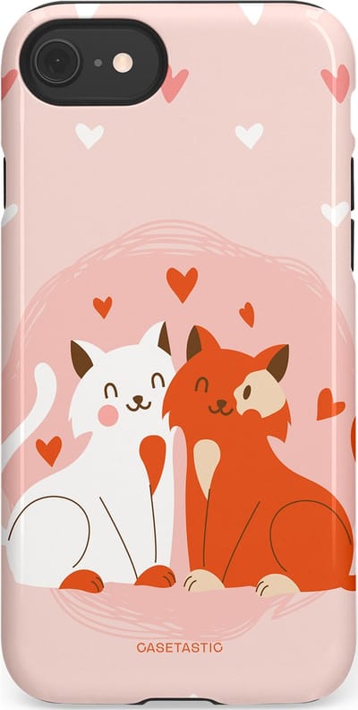 Casetastic Hoesje Geschikt voor Apple iPhone 7/8/SE - Stijlvolle Beschermende Duo-layer Case - Romantische Katten Liefde