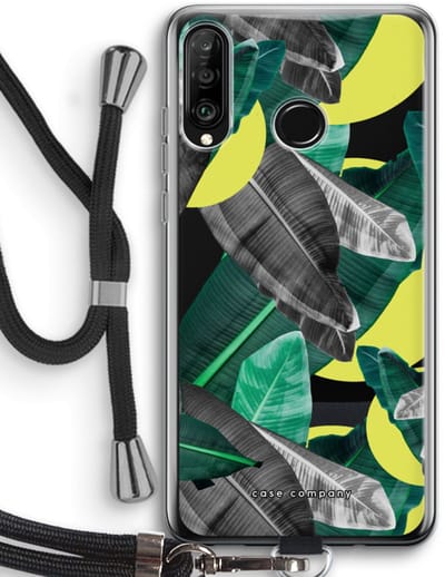Case Company® - Hoesje met koord geschikt voor Huawei P30 Lite hoesje met Koord - Fantasie jungle - Telefoonhoesje met Zwart Koord - Bescherming aan alle Kanten en Over de Schermrand