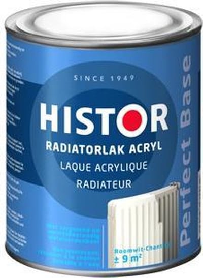 Histor Perfect Base Radiatorlak Acryl 0,75 liter - Zuiver Wit (Ral 9010)