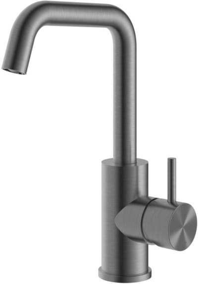 Hotbath Archie - Wastafelmengkraan - zonder Waste - met Draaibare Uitloop - Geborsteld Gunmetal PVD - Opbouw - Messing