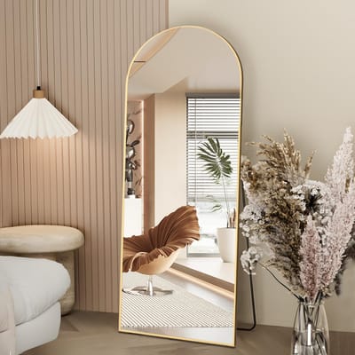 SNJY® Passpiegel - Spiegel Staand - Wandspiegel - Gebogen - 162 x 53 cm - Goud