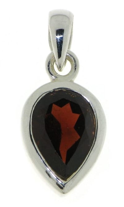 SilverGems Zilveren hanger met druppel vormige facet geslepen Granaat edelsteen