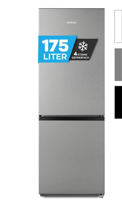 Heinrich´s HKS 3091.1 Koel- en vriescombinatie 175 liter - koelvolume 122 l, vriesvak 53 l - stil 39 dB - energieklasse D - inox
