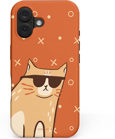 Casetastic hoesje geschikt voor Apple iPhone 16 - MagSafe - Dubbellaagse bescherming - CoolCat - Fashion Case - Terracotta Crème