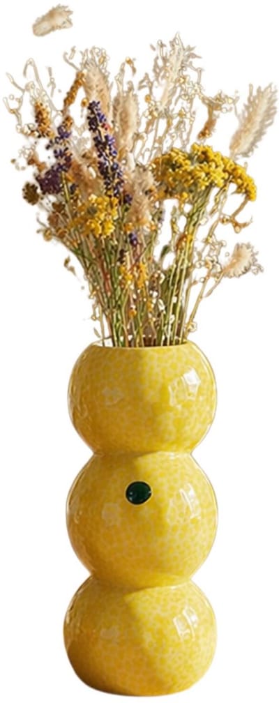 Atmosphera Bloemenvaas Fruity - citroen - geel - keramiek - 9 x 20 cm - fruitvaas watermeloen