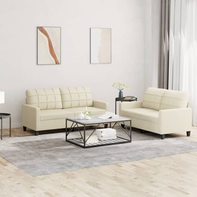 vidaXL - 2-delige - Loungeset - met - kussens - kunstleer - crème