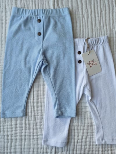 RobyKris Baby Broeken 2 stuks - Katoen - Blauw/wit - Maat 62-68