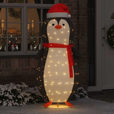 vidaXL - Sneeuw - Pinguïn - Figuur - met - 600 - LED - Warmwit - 78 - x - 178 - cm - Stof