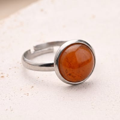 Lundholm Elvira Ring Dames Zilverkleurig – Premium Stainless Steel – Verstelbare Ring met Aventurijn Natuursteen – One Size Ringen Dames met Steen – Scandinavisch Design