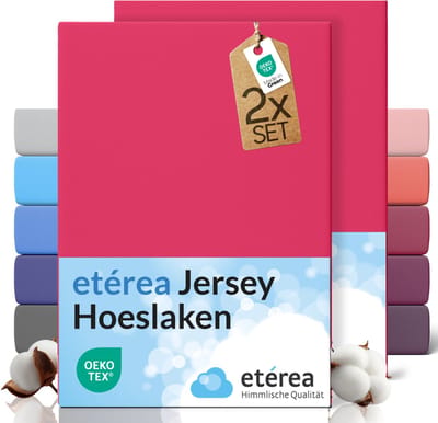 etérea Jersey hoeslaken 2-pack 100x200-120x200 cm (hoek 25 cm) 100% katoen - Pink