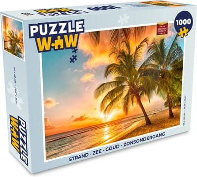 Puzzel Strand - Zee - Goud - Zonsondergang - Legpuzzel - Puzzel 1000 stukjes volwassenen