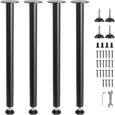 VEVOR Set Van 4 Tafelpoten, Tafellopers, 711,2 Mm Hoog, 110 Mm Montageplaat, Koolstofstaal, Matzwarte Poedercoating, Draagvermogen 544 Kg, Ideaal voor Keukentafels, Woonkamerconsoles, Studiotafels