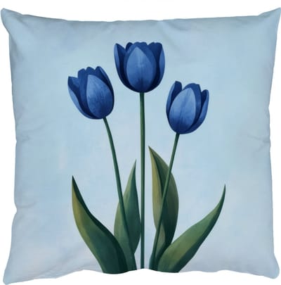 Sierkussens - Kussentjes Woonkamer - 50x50 cm - Tulpen - Blauw - Bladeren