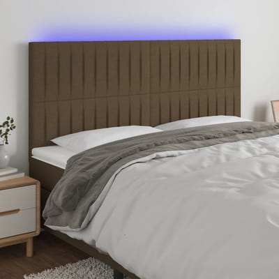 vidaXL - Hoofdbord - LED - 180x5x118/128 - cm - stof - donkerbruin
