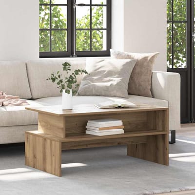 vidaXL - Salontafel - Artisan - Eiken - 90 - x - 55 - x - 42,5 - cm - Bewerkt - hout
