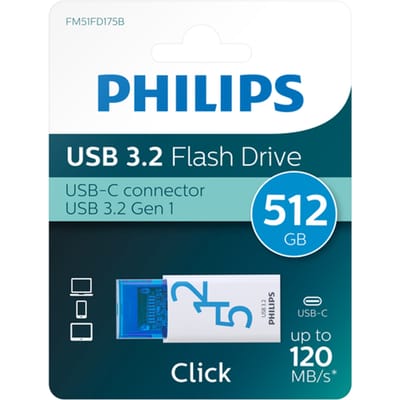 Philips FM51FD175B - USB 3.2 GEN 1 - USB C click serie - 512GB