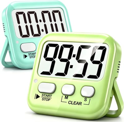 SnelShoppen - 2 Pcs Digitale Keuken Timer voor Koken, Bakken, Tandenpoetsen, Klaslokaal, Kinderen, Leraren - Magnetische Kickstand, Hangfunctie, Inclu