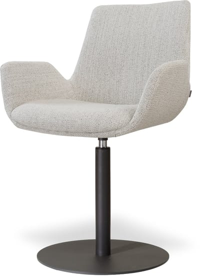 Nolon Niva-Eef Draaibare Tulp Eetkamerstoel Beige Gemêleerd - Mat Zwart Onderstel - Stoffen - Comfortabel