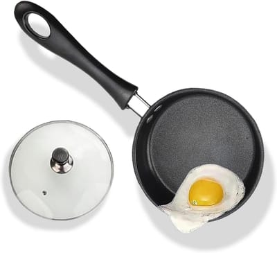 Kleine Koekenpan - Mini Pan - Ontbijt Maken - Antiaanbaklaag - 12 cm - Chroom
