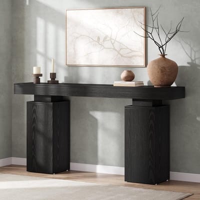 Tribesigns Lange Consoletafel - Sidetable - Hout - Zwart - landelijke haltafel achter de bank - 160 x 30 x 85 cm - Console Tafel voor Hal, Woonkamer, Entree