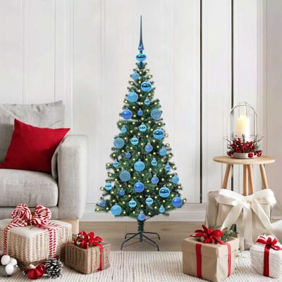 vidaXL - Kunststof - Voorverlichte - Kerstboom - Groen - 120 - cm - PVC - en - Metalen