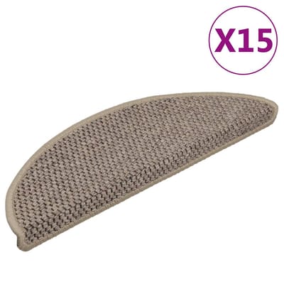 vidaXL - Trapmatten - zelfklevend - 15 - st - sisal-look - 56x17x3 - cm - donkerbeige