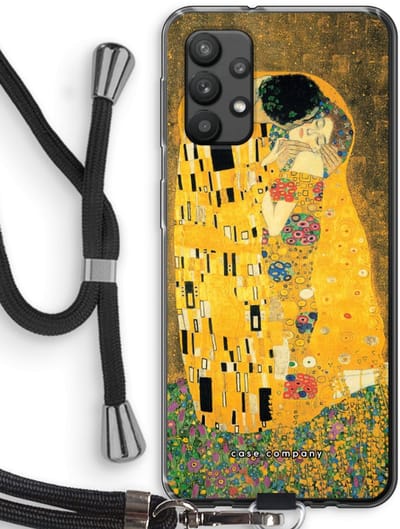 Case Company® - Hoesje met koord geschikt voor Samsung Galaxy A32 4G hoesje met Koord - Der Kuss - Telefoonhoesje met Zwart Koord - Bescherming aan alle Kanten en Over de Schermrand