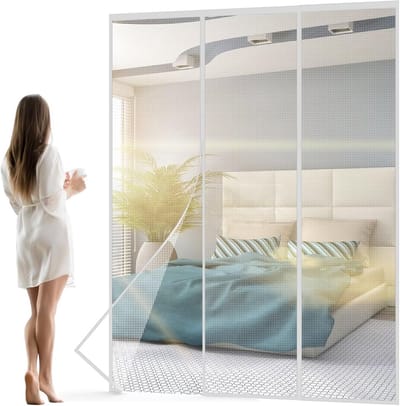 Magnetisch Hor voor Deur en Raam 280x290cm Wit met Verzwaringskoorden