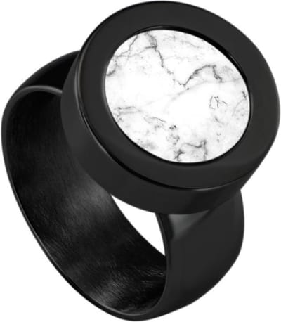 Quiges RVS Schroefsysteem Ring Zwart Glans 20mm met Verwisselbare 12mm Mini Munt - SLSRS54820